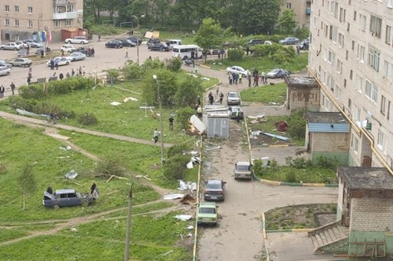 Последствия торнадо в Краснозаводске Последствия торнадо в Краснозаводске