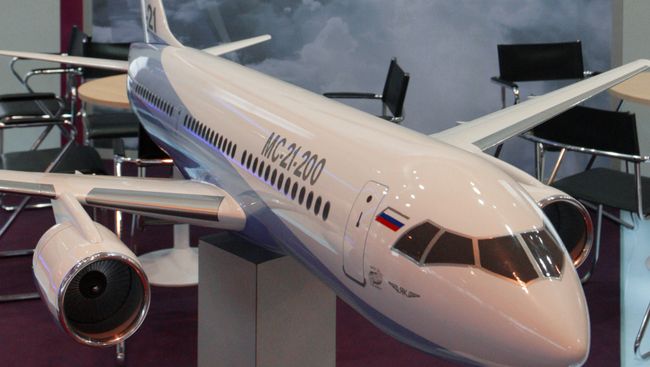 Макет пассажирского самолета МС-21. Архив