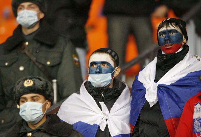 Российские болельщики на матче Россия – Словения