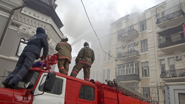 Пожар в жилом доме в центре Ростова-на-Дону