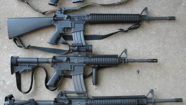 Винтовки. Сверху вниз: M16A1, M16A2, M4
