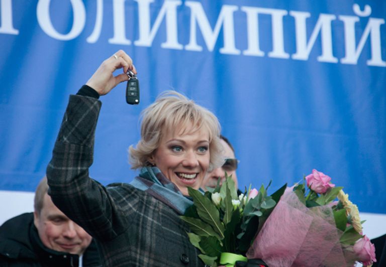 Награждение призеров Олимпиады - 2010 на Васильевском спуске