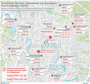 Больницы Москвы, принявшие пострадавших после взрывов в метро Больницы Москвы, принявшие пострадавших после взрывов в метро