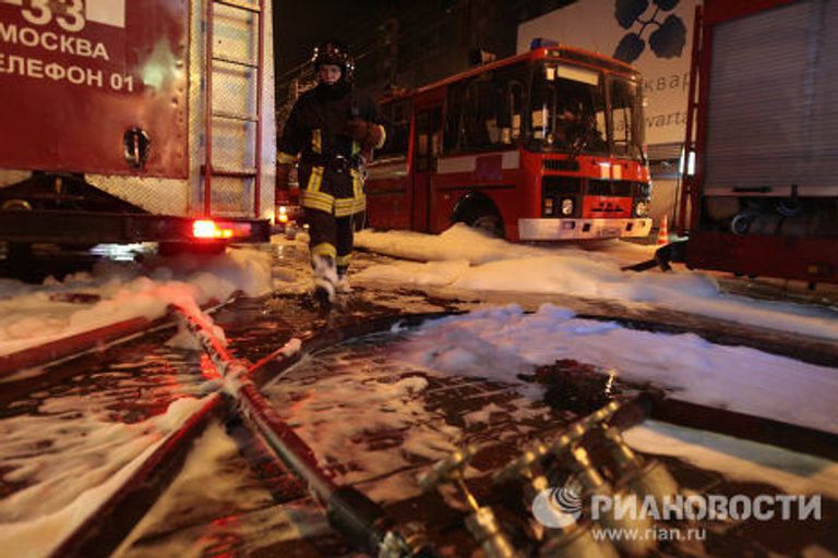 Тушение пожара в Московском драмтеатре им. Станиславского в Москве