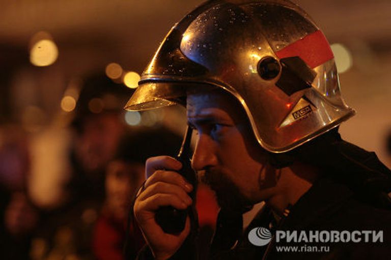 Тушение пожара в Московском драмтеатре им. Станиславского в Москве
