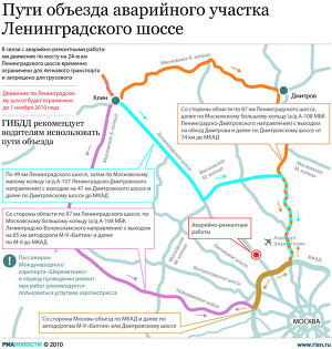 Пути объезда аварийного участка Ленинградского шоссе