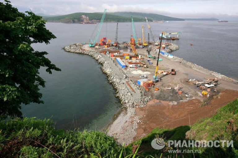 Строительство моста на остров Русский идет во Владивостоке Строительство моста на остров Русский идет во Владивостоке