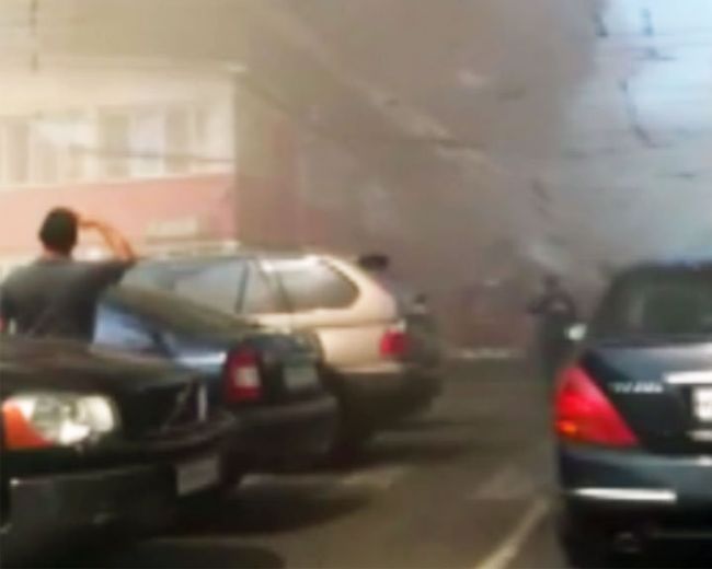 Пожар в центре Грабаря в Москве. Видео очевидца 