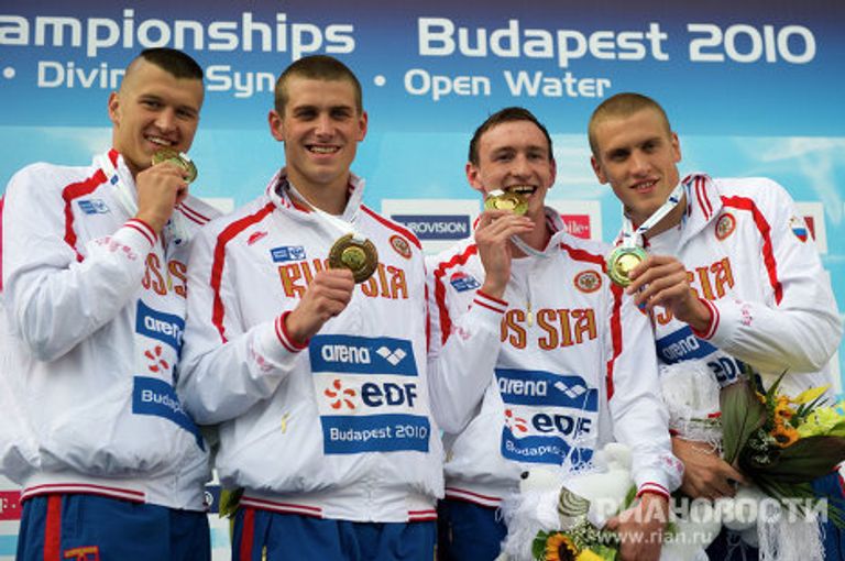 Плавание. Чемпионат Европы 2010. 6-й день. Мужчины. Кролевая эстафета 4х100 Плавание. Чемпионат Европы 2010. 6-й день. Мужчины. Кролевая эстафета 4х100