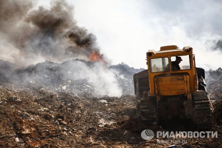 Пожар на свалке ТБО Сабурово в Московской области Пожар на свалке ТБО Сабурово в Московской области