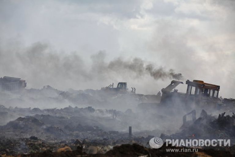Пожар на свалке ТБО Сабурово в Московской области Пожар на свалке ТБО Сабурово в Московской области