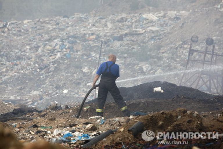 Пожар на свалке ТБО Сабурово в Московской области Пожар на свалке ТБО Сабурово в Московской области