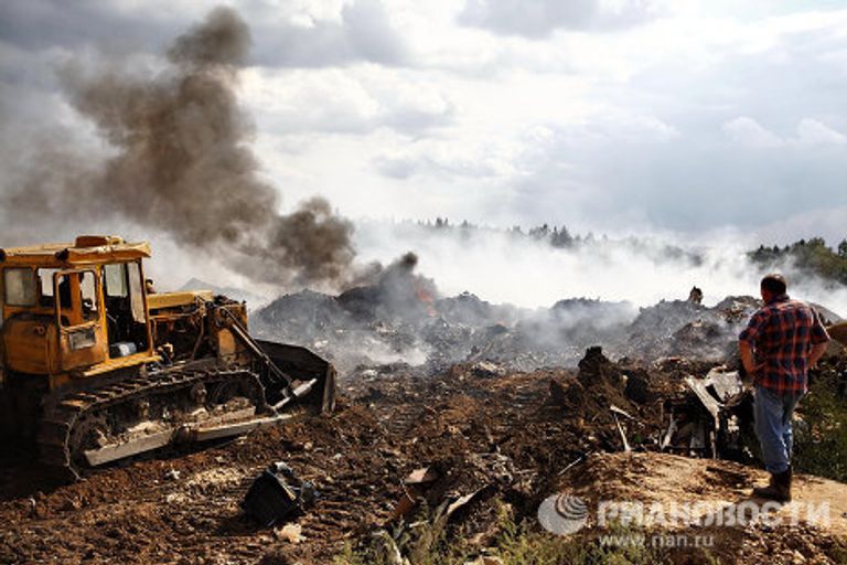 Пожар на свалке ТБО Сабурово в Московской области Пожар на свалке ТБО Сабурово в Московской области