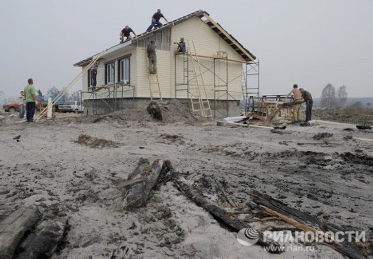 Восстановление деревни Верхняя Верея, пострадавшей от лесных пожаров