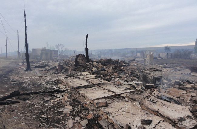 Последствия пожара в станице Лапшинской в Волгорадской области