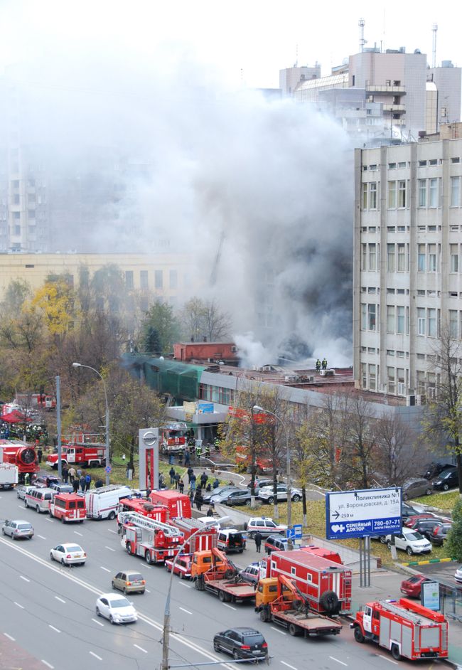 Пожар в центре Москвы