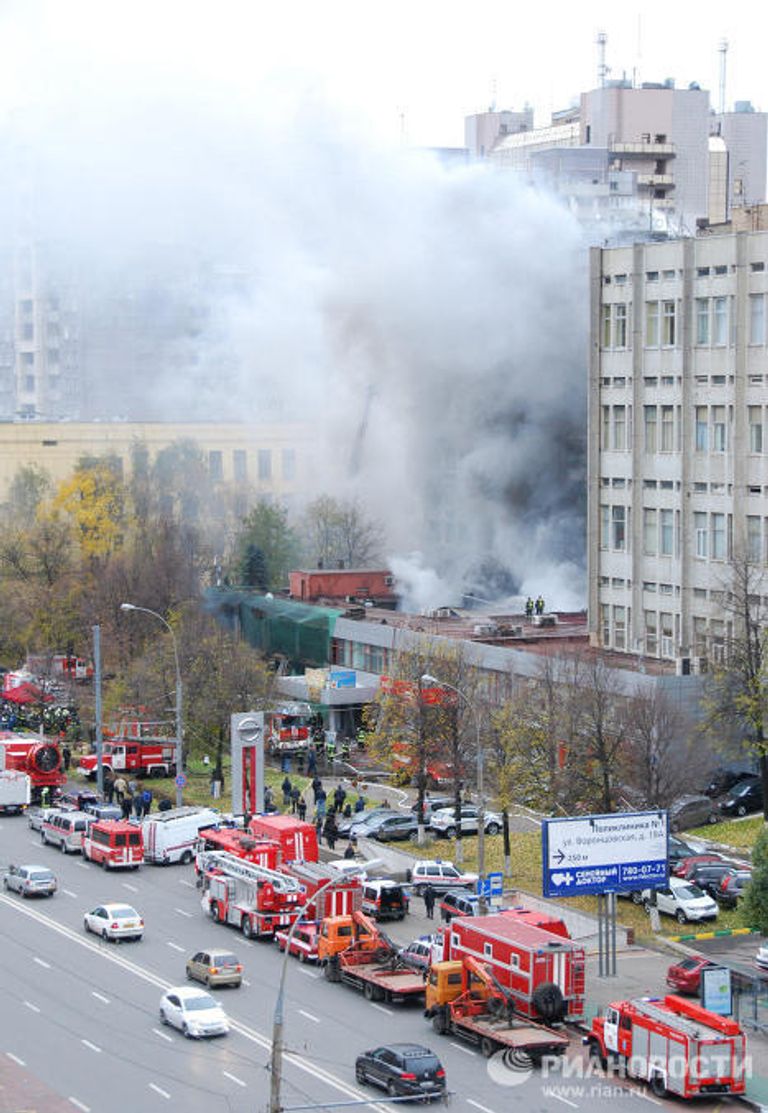 Пожар в центре Москвы