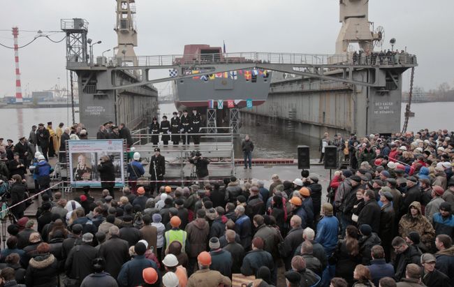 Спуск на воду головного фрегата ВМФ РФ Адмирал флота Сергей Горшков Спуск на воду головного фрегата ВМФ РФ Адмирал флота Сергей Горшков