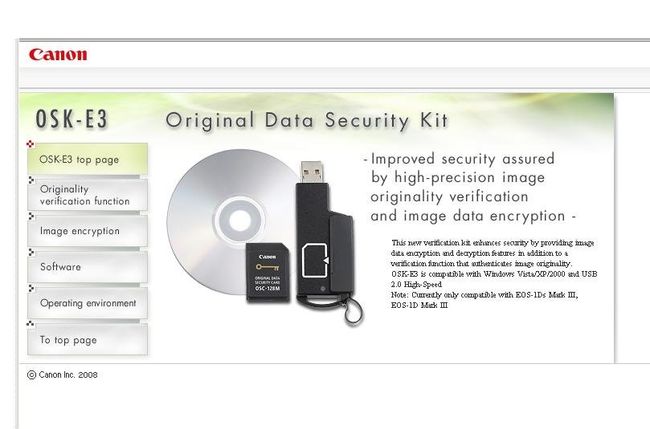 Canon Original Data Security Kit для проверки подлинности изображений Canon Original Data Security Kit для проверки подлинности изображений