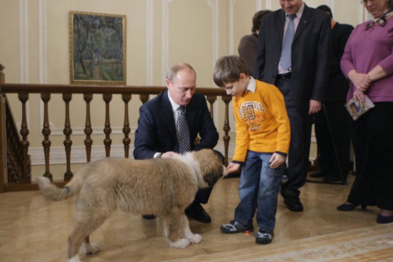 Премьер-министр РФ Владимир Путин познакомился с юным автором клички для своей новой собаки Премьер-министр РФ Владимир Путин познакомился с юным автором клички для своей новой собаки