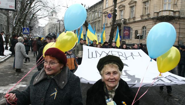Празднование Дня соборности Украины во Львове