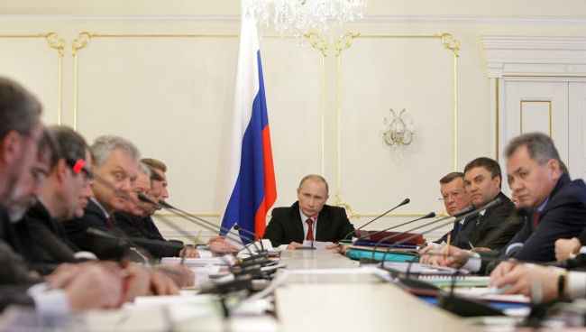 Премьер-министр РФ Владимир Путин проводит заседание президиума правительства РФ
