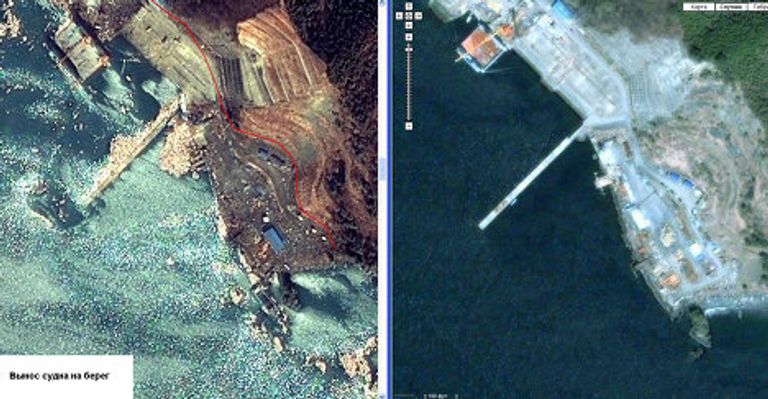 Спутниковая съемка последствий землетрясения в Японии Спутниковая съемка последствий землетрясения в Японии