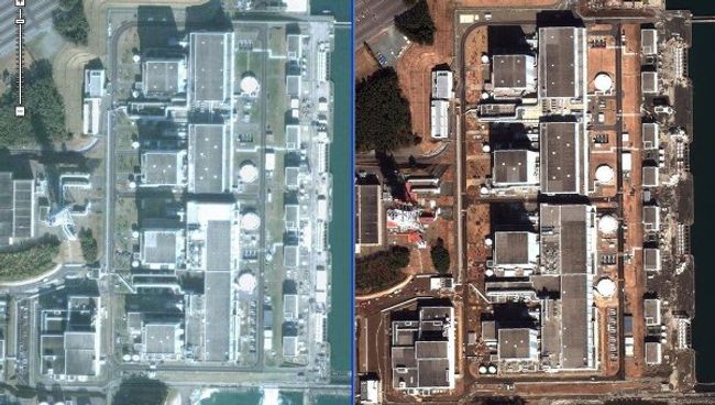 Спутниковая съемка последствий землетрясения на АЭС Фукусима-2 Спутниковая съемка последствий землетрясения на АЭС Фукусима-2