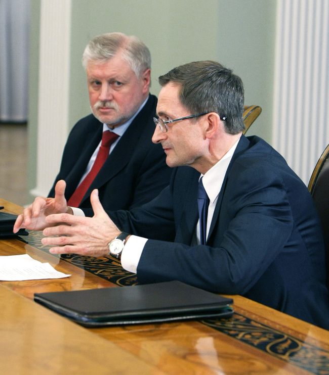 Встреча премьер-министра РФ Владимира Путина с Сергеем Мироновым и Николаем Левичевым
