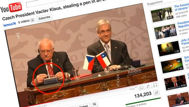 Скриншот страницы YouTube с президентом Чехии Вацлавом Клаусом Скриншот страницы YouTube с президентом Чехии Вацлавом Клаусом