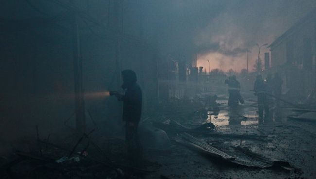 Пожар на строительном рынке в подмосковном Реутове