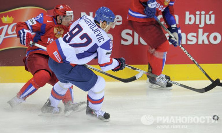 Игровой момент матча Россия - Словакия Игровой момент матча Россия - Словакия