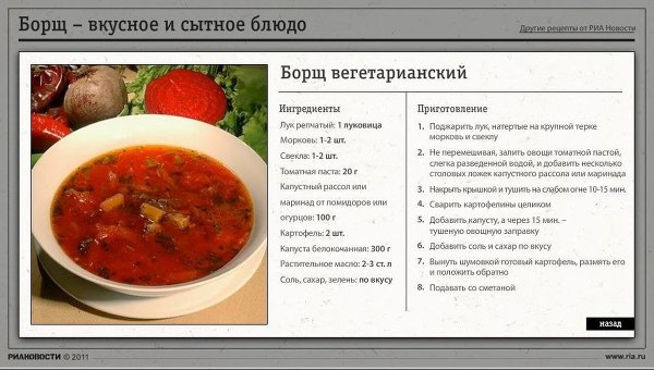 Борщ - вкусное и сытное блюдо