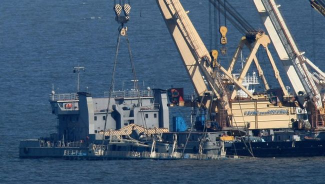 Работы по подъему теплохода Булгария на Куйбышевском водохранилище Работы по подъему теплохода Булгария на Куйбышевском водохранилище