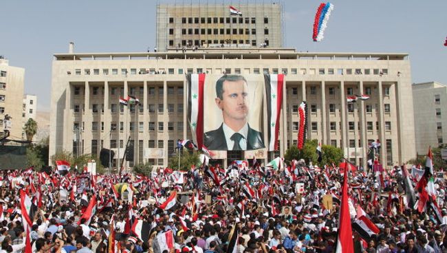 Манифестация в центре Дамаска в Сирии. Архив