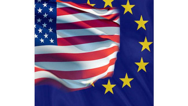Флаги США И Евросоюза Флаги США И Евросоюза