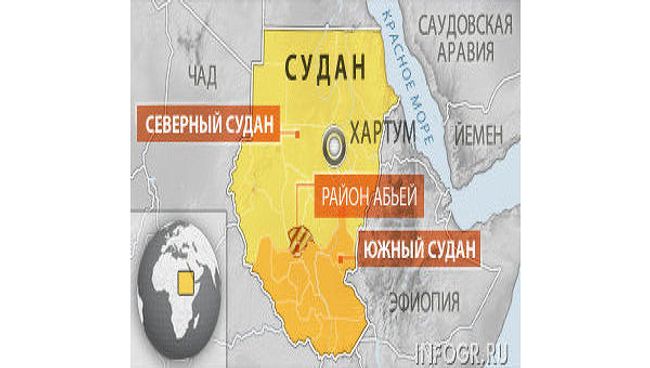 Район Абъей в Судане. Карта