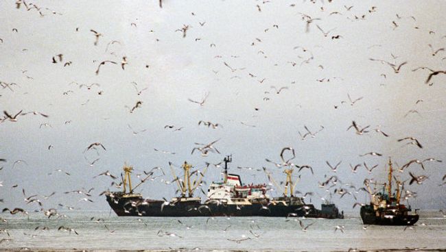 Рыболовецкие судна в море. Архив