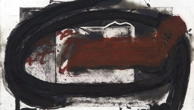 Антони Тапиес (1923 - 2012) Овальный и красный. 1987, офорт на меди Антони Тапиес (1923 - 2012) Овальный и красный. 1987, офорт на меди