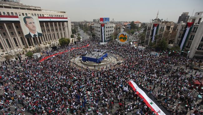 Многотысячный митинг в поддержку президента страны Башара Асада. Архивное фото Многотысячный митинг в поддержку президента страны Башара Асада. Архивное фото