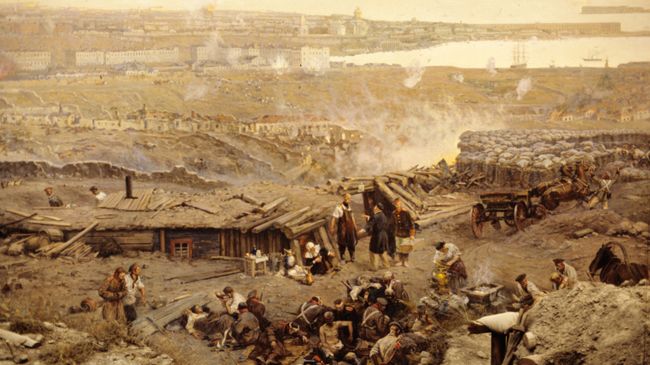 Фрагмент панорамы Оборона Севастополя 1854-1855 г.г. автора Франца Рубо Фрагмент панорамы Оборона Севастополя 1854-1855 г.г. автора Франца Рубо