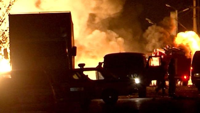 Взрывы на посту полиции в Махачкале Взрывы на посту полиции в Махачкале