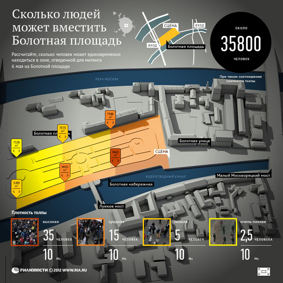 Сколько людей может вместить Болотная площадь