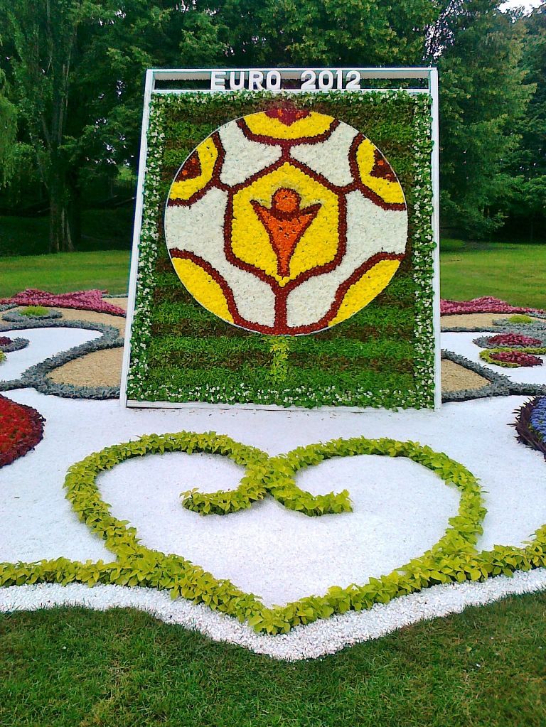 Панно из цветов изображает мяч Евро 2012 Панно из цветов изображает мяч Евро 2012
