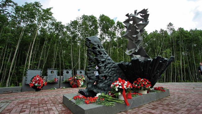 Мемориал памяти жертв крушения самолета Ту-134 под Петрозаводском. Архивное фото