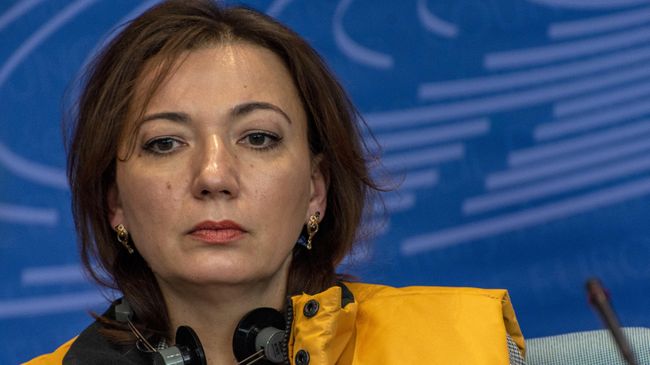 Глава Sputnik Эстония Елена Черышева во время пресс-конференции на полях сессии ПАСЕ. 28 января 2020