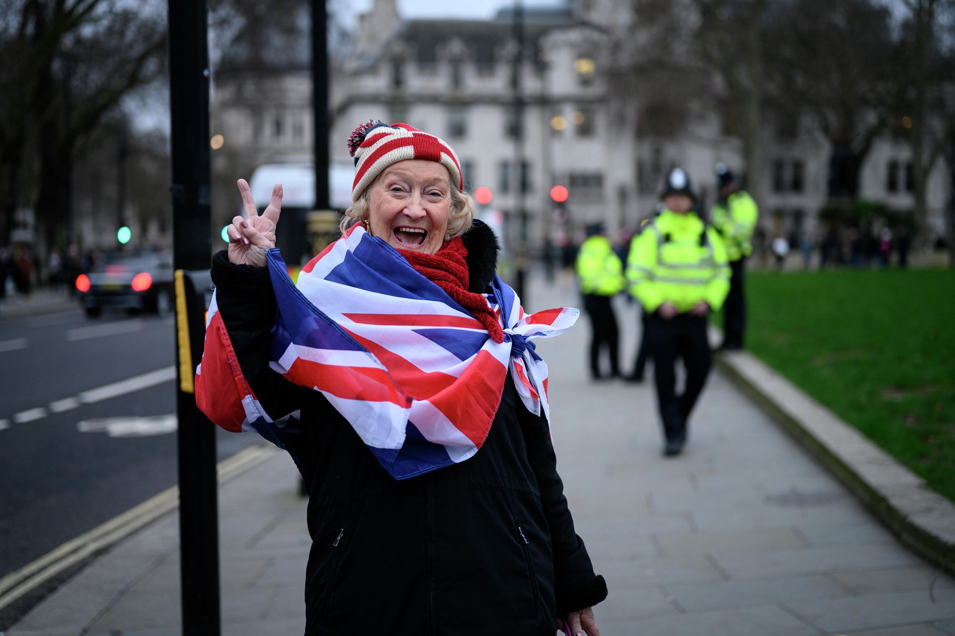 Сторонница Brexit на торжественных мероприятиях, посвященных выходу Великобритании из ЕС (Brexit Party) на площади Парламента в Лондоне - РИА Новости, 1920, 10.10.2022