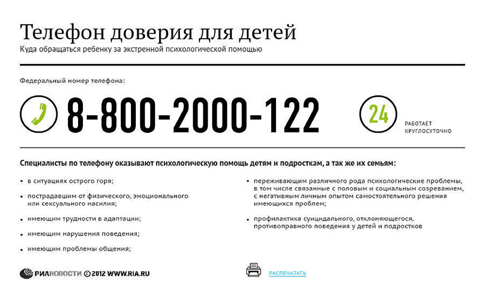Телефон доверия для детей