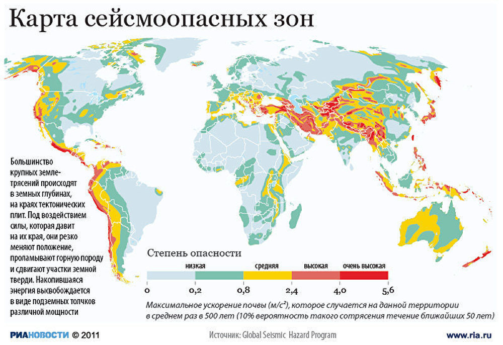 Карта сейсмоопасных зон Карта сейсмоопасных зон