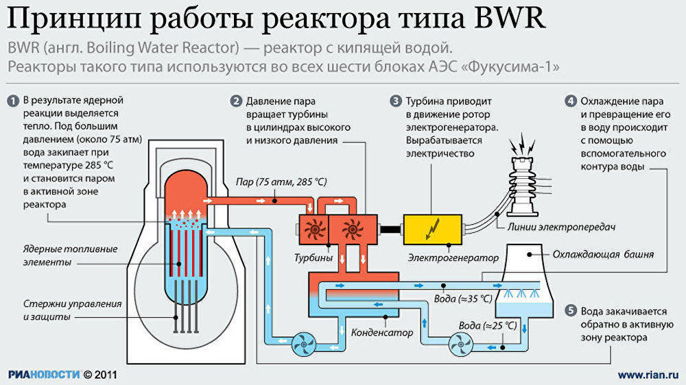 Принцип работы реактора типа BWR Принцип работы реактора типа BWR